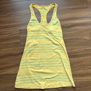 Lululemon Yellow Striped Racerback Tank